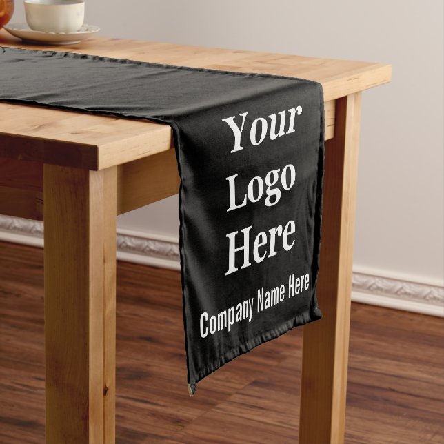 Business Black White Company Name Text Your Logo  Short Table Runner (In Situ)