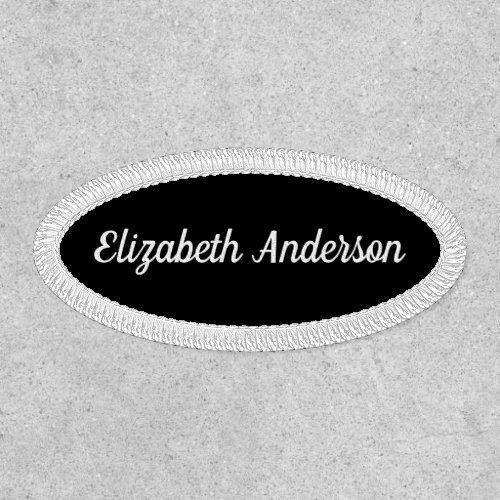 Business Black White Cursive Script Name Template Patch