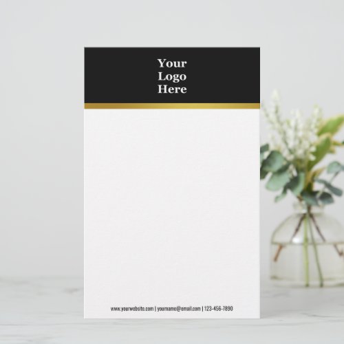 Business Black White Gold Branded Your Logo Here  Stationery