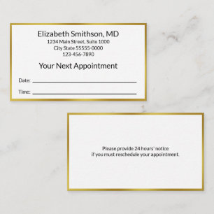 Business Black White Gold Doctor Office Your Next Appointment Card