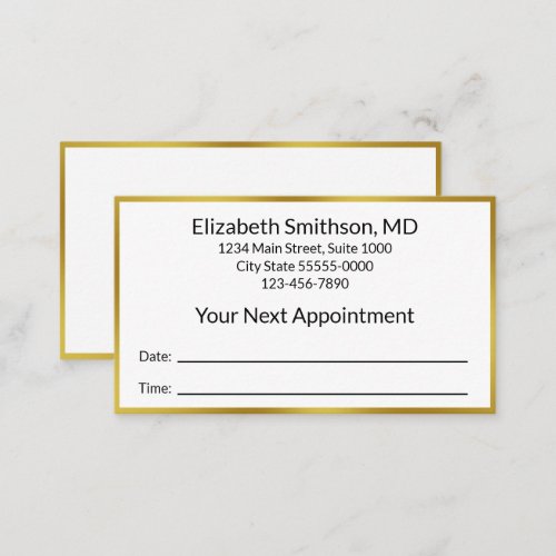 Business Black White Gold Doctor Office Your Next Appointment Card