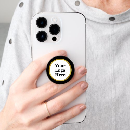 Business Black White Gold Your Logo Here Template PopSocket