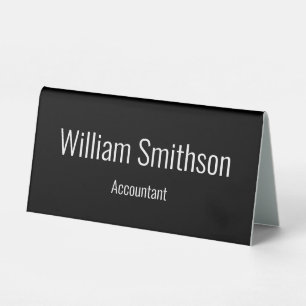 Business Black White Job Title Nameplate Template Table Tent