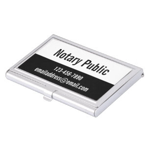 Business Black White Notary Public Phone Email Business Card Case
