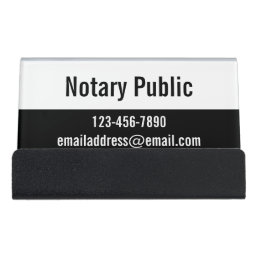 Business Black White Notary Public Phone Text  Desk Business Card Holder