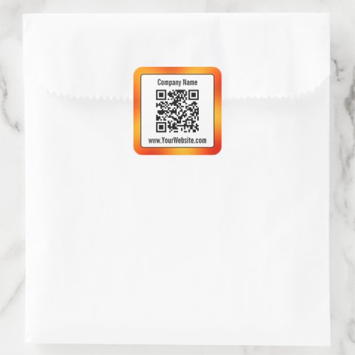 Business Black White Orange Gradient Text QR Code Square Sticker