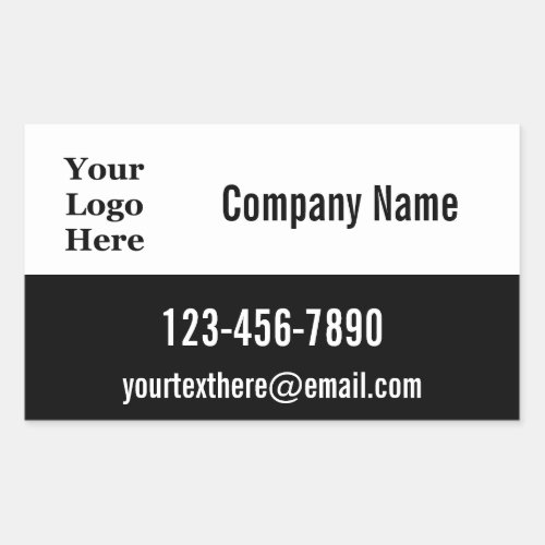 Business Black White Phone Email Comp  Name Logo  Rectangular Sticker