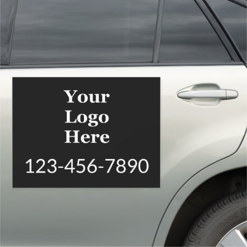 Business Black White Phone Number Logo Template Car Magnet