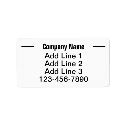 Business Black White Phone Number Return Address Label