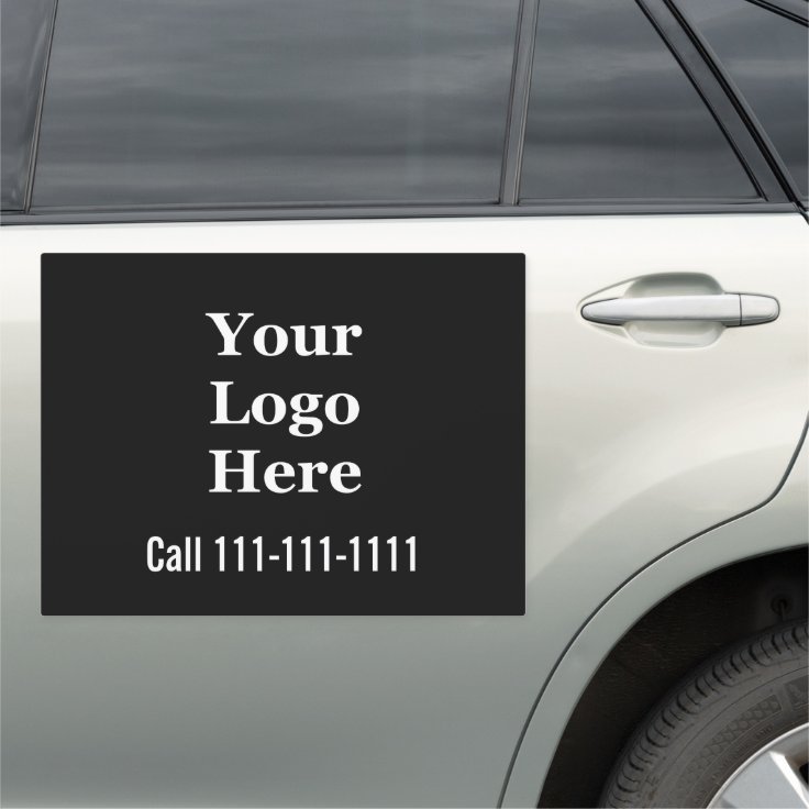 Business Black & White Phone Number Your Logo Car Car Magnet | Zazzle