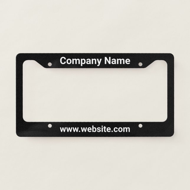 Business Black White Promotional Website Template License Plate Frame (Front)