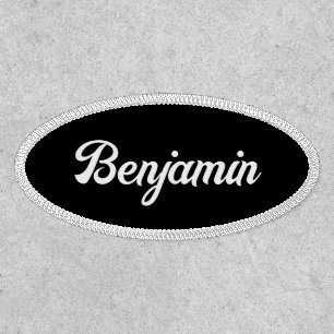 Business Black White Retro Script Name Template Patch