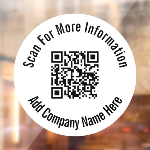 Business Black White Scan QR Code Company Name Window Cling