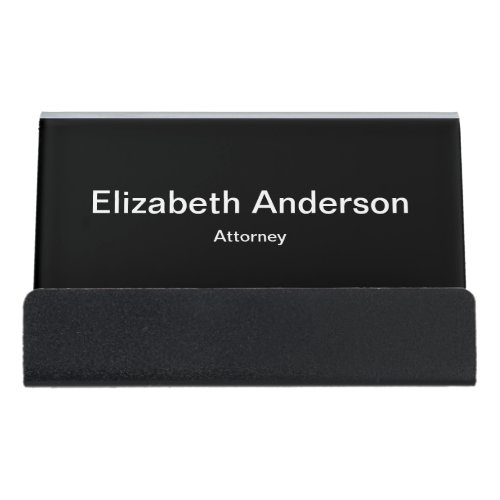 Business Black  White Template Text Name Title Desk Business Card Holder