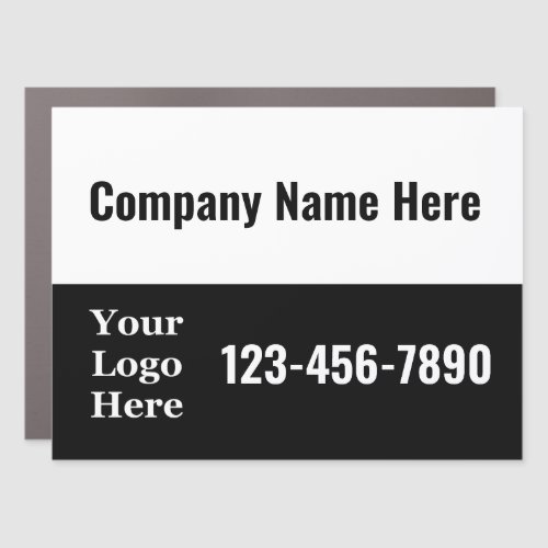 Business Black White Text Template Your Logo Here Car Magnet