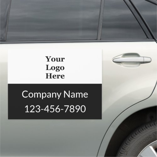 Business Black White Your Company Name Phone Logo Car Magnet