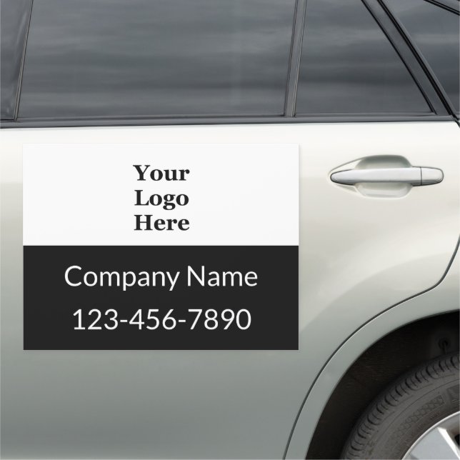 Business Black White Your Company Name Phone Logo Car Magnet (In Situ)