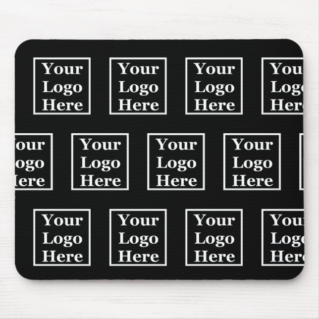 Business Black Your Logo Here Pattern Template Mouse Pad (Front)