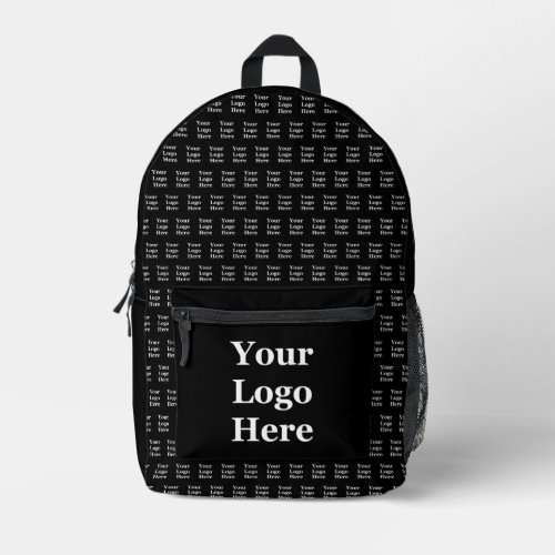 Business Black Your Logo Here Pattern Template Printed Backpack
