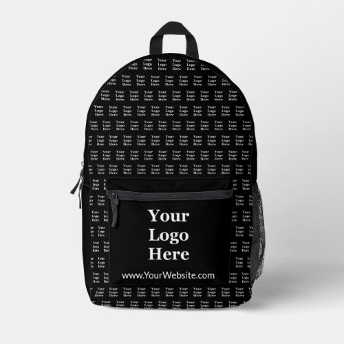 Business Black Your Logo Here Pattern Website Text Printed Backpack
