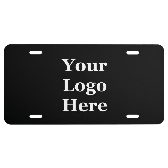 Business Black Your Logo Here Template License Plate (Front)