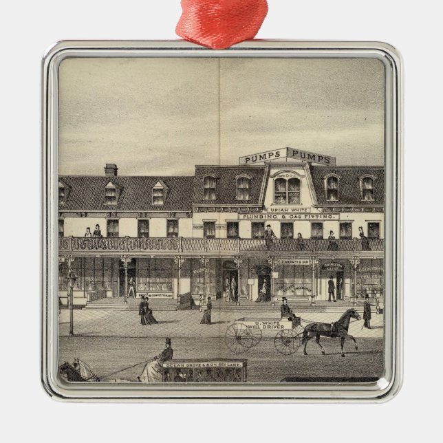 Business block, Asbury Park, New Jersey Metal Ornament (Front)