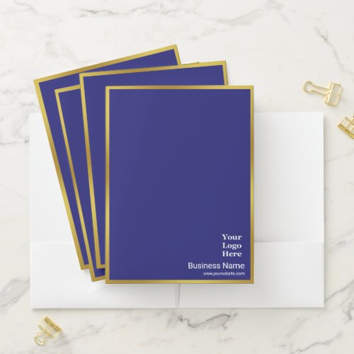 Business Blue and Gold Your Logo Here Professional Pocket Folder