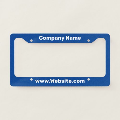 Business Blue and White Company Name Website Text License Plate Frame