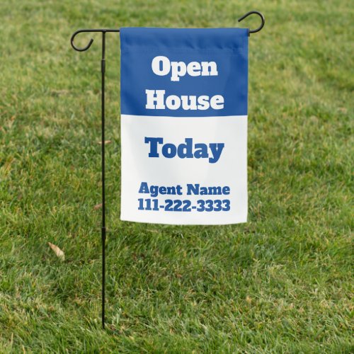 Business Blue and White Real Estate Open House Garden Flag