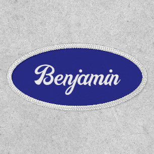 Business Blue and White Retro Script Name Template Patch