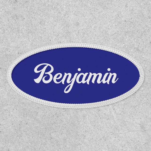 Business Blue and White Retro Script Name Template Patch (Front)