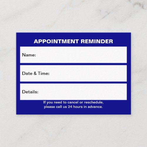 Business Blue Appointment Card