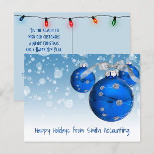 Business Blue Christmas Ornament  Holiday Postcard