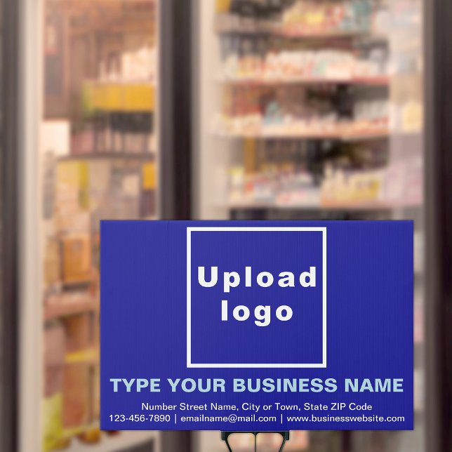 Business Blue Large Rectangle Yard Sign (Show the location of your business. Your business brand on large blue rectangle yard sign.)
