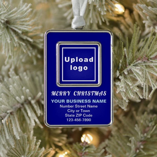 Business Blue Portrait Rectangle Framed Christmas Ornament (Tree)