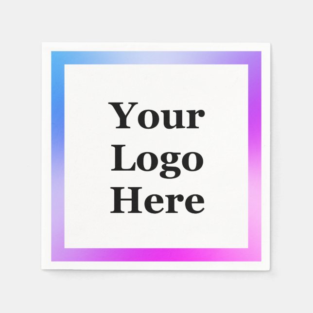 Business Blue Purple White Your Logo Here Template Napkins (Front)