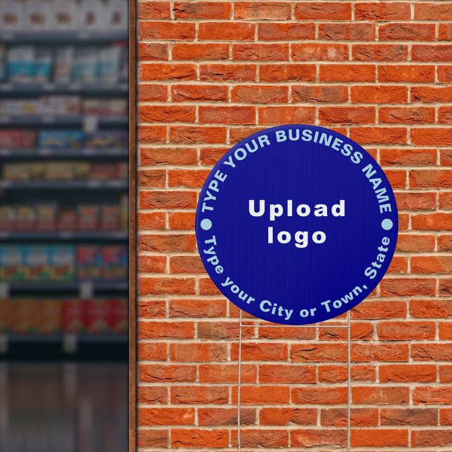 Business Blue Round Yard Sign (Advertise your business. Your business brand on blue round yard sign.)