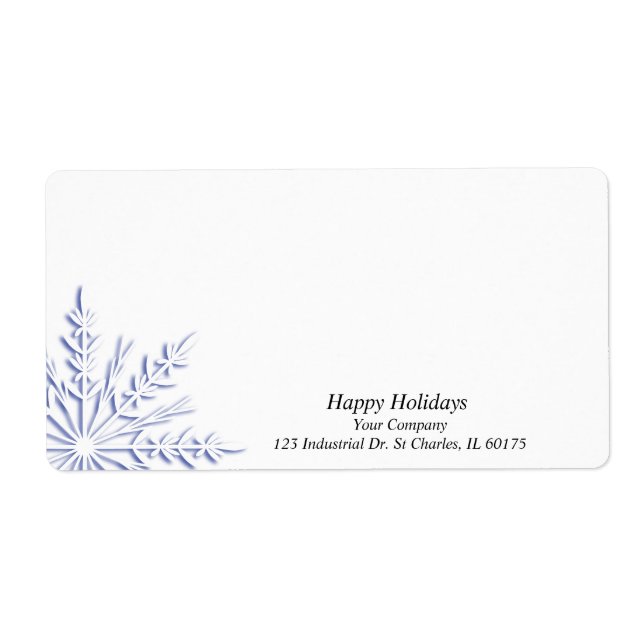 Business Blue Snowflake on White Label (Front)