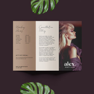 Business Blush Pink Beauty Salon Trifold Brochure