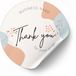 Business Boho Botanical Thank You For Your Order Classic Round Sticker
