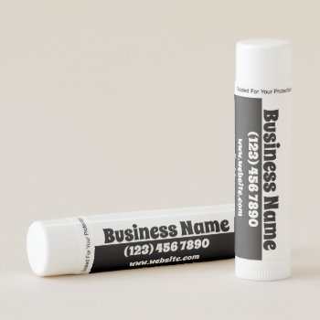 Business Bold Black White Personalized Lip Balm by Ricaso_Intros at Zazzle