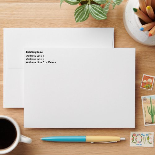 Business Bold Type Company Name Return Address Envelope