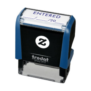 Business Bookkeeping Blue Ink ENTERED with Date Self-inking Stamp