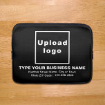 Business Brand Black Laptop Sleeve<br><div class="desc">Customizable laptop sleeve that you use to build brand name awareness. Contents are your business logo, business or company name, address and phone number. Design is white texts on black background. Please check the appearance after uploading logo and typing texts. If the appearance is pleasing to you, you can place...</div>