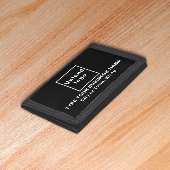 Business Brand Black Trifold Nylon Wallet (Build brand name awareness. Your business brand on black trifold wallet.)