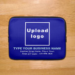 Business Brand Blue Laptop Sleeve<br><div class="desc">Customizable laptop sleeve that you use to build brand name awareness. Contents are your business logo, business or company name, address and phone number. Design is light blue and white texts on blue background. Please check the appearance after uploading logo and typing texts. If the appearance is pleasing to you,...</div>