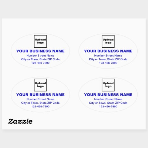 Business Brand Blue Minimal Texts on White Oval Sticker