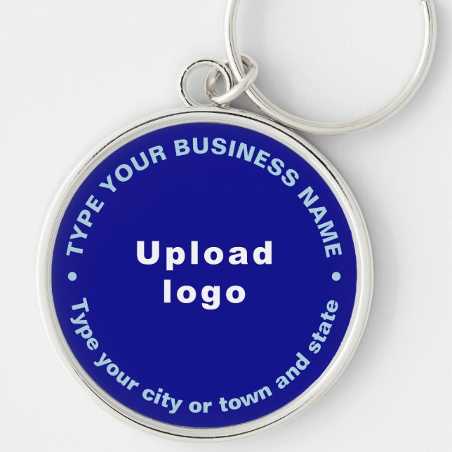Business Brand Blue Round Premium Keychain (Front)