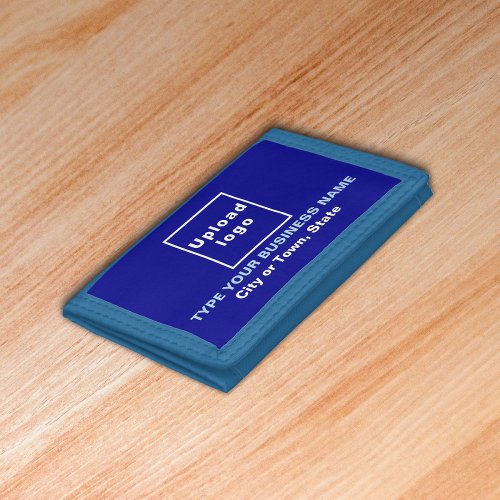 Business Brand Blue Trifold Nylon Wallet
