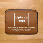 Business Brand Brown Laptop Sleeve<br><div class="desc">Customizable laptop sleeve that you use to build brand name awareness. Contents are your business logo, business or company name, address and phone number. Design is light brown and white texts on brown background. Please check the appearance after uploading logo and typing texts. If the appearance is pleasing to you,...</div>